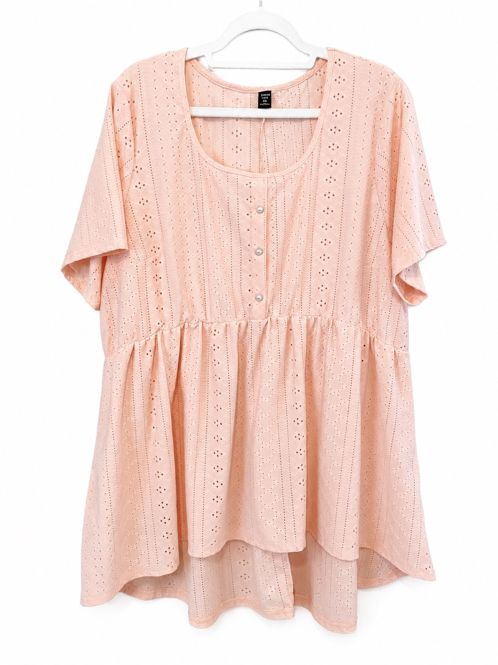 SHEIN Blush-Pink Eyelet Babydoll Top